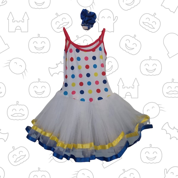 Multicoloured Jellie Beans Polka Dot TuTu Dress With Scrunchie Accessory Children's Fancy Costume