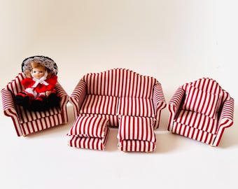 Vintage Anciens Meubles De Poupées Modella Et 2 Poupées Pour Maison De
