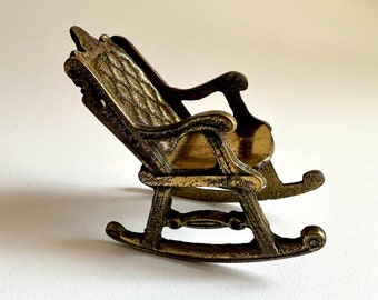 Vintage Miniature Brass Rocking Chair