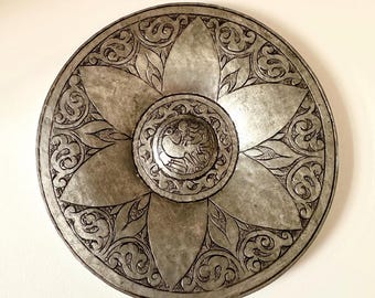 Vintage Asian Bird Metsl Decorative Plate