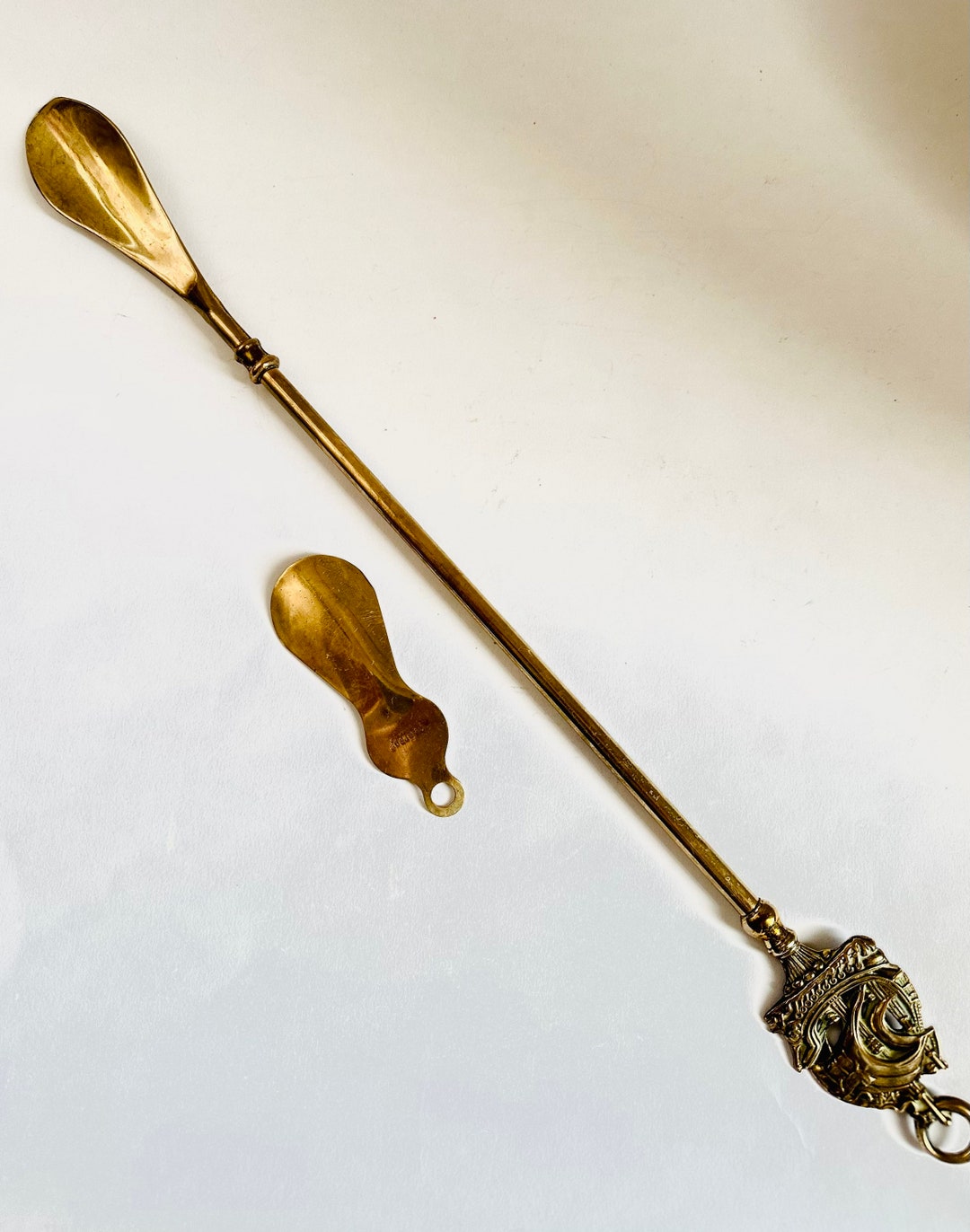 Vintage Shoe Horns Long and Small Brass Ship Figured Shoehorn - Etsy