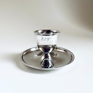 Vintage EGG CUP Silver Plated Engraved
