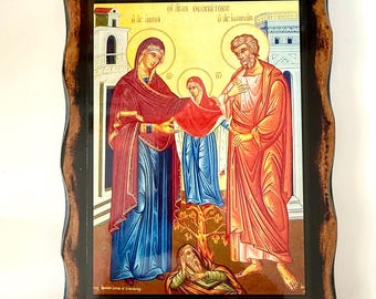 Saints Joachim and Anna – Handmade Byzantine Wooden Icon
