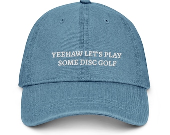 Denim Disc Golf Dad Hat | Frisbee Basket Embroidery