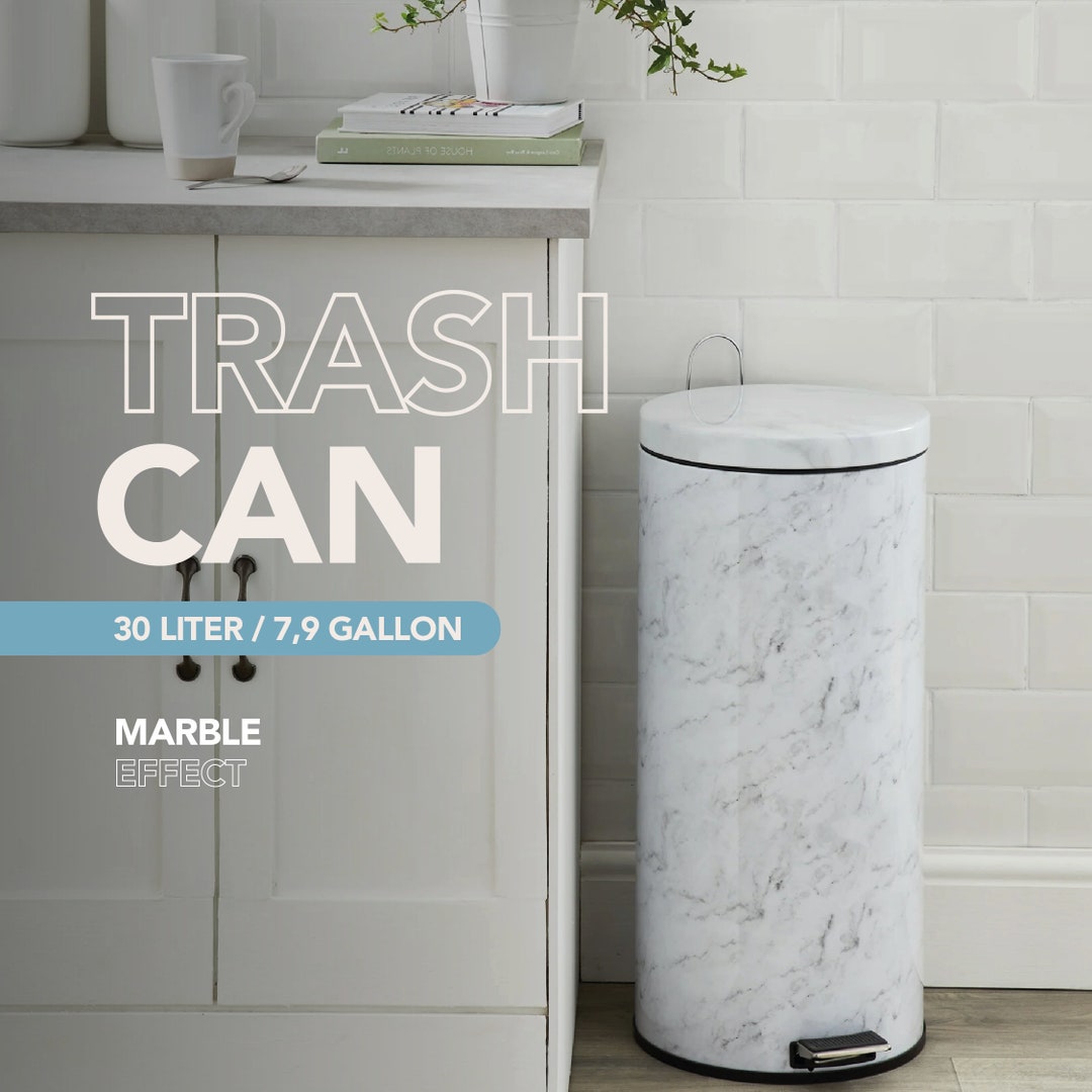 Simil Marble Stainless Steel Trash Can 30 Liters/7.9 Gal Etsy