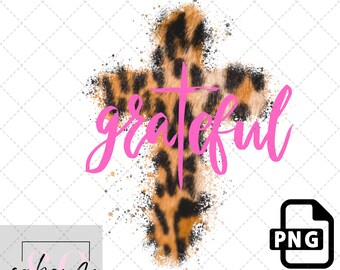 Grato leopardo stampa croce png / download istantaneo / png / png cristiano / sublimazione basata sulla fede