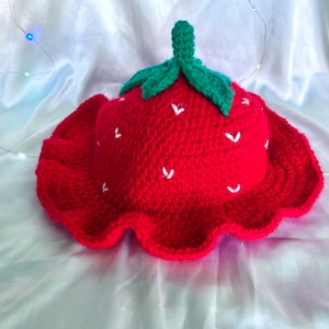 Strawberry bucket hat Crocheted - adult size