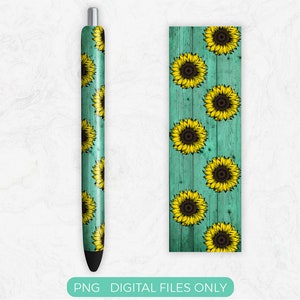 Sunflower Pen Wrap PNG Sublimation Design, Digital Download