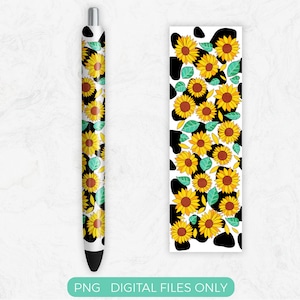 Sunflower Pen Wrap PNG Sublimation Design, Digital Download