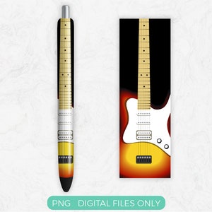 Electric Guitar Pen Wrap PNG Sublimation Design, Digital Download