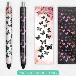 Butterfly Pen Wrap PNG Sublimation Design, Digital Download