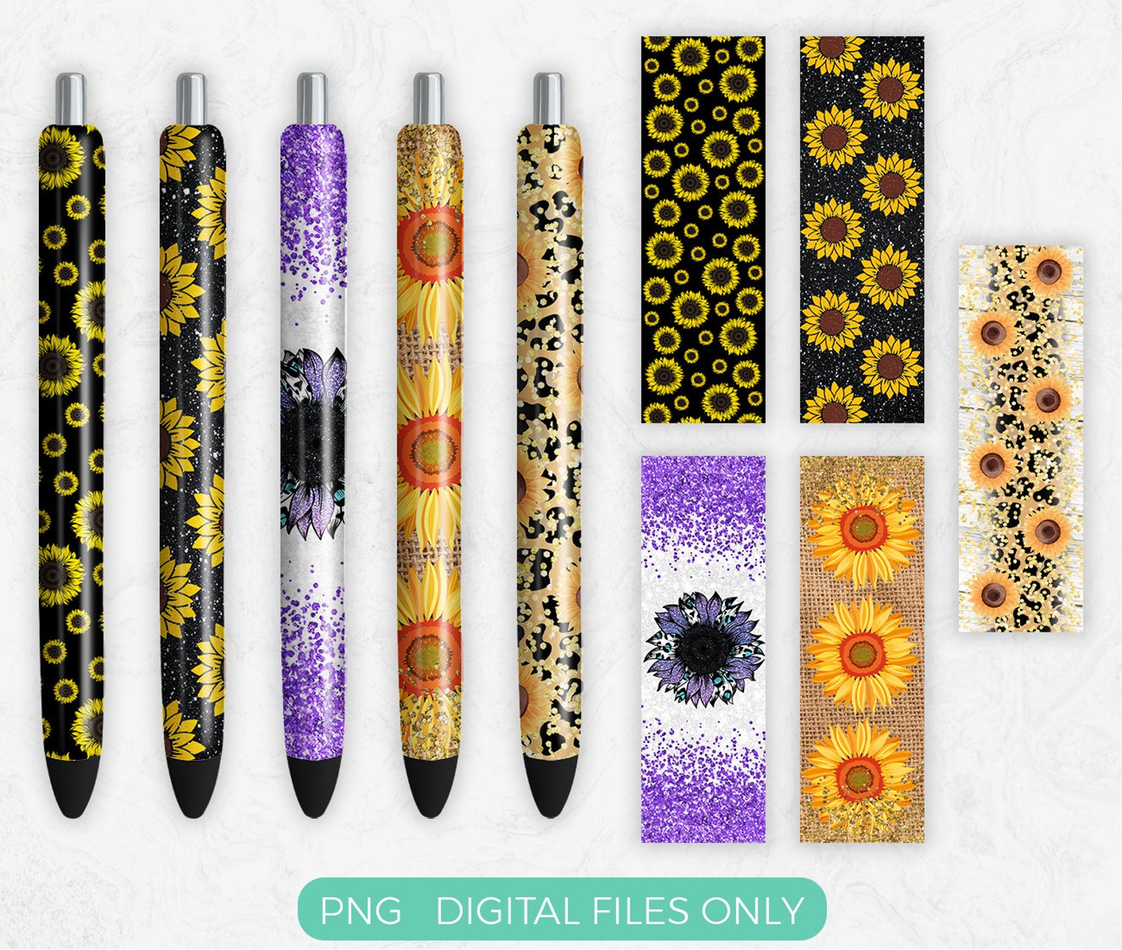 Sunflower Pen Wrap PNG Sublimation Design Digital Download Etsy
