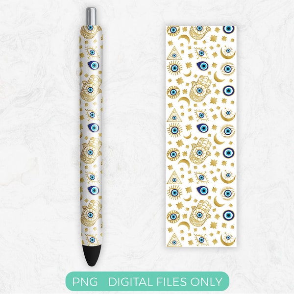 Evil Eye Pen Wrap PNG Sublimation Design, Digital Download