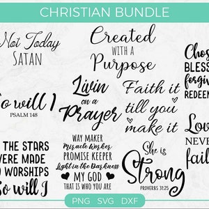 Christliches Svg Bundle, Religiöses Zitat und Spruch, Jesus Svg, Bibelvers, Schnittdatei für Cricut