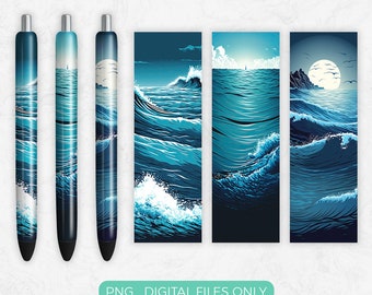 Ozean Pen Wrap PNG Sublimation Design digitaler Download