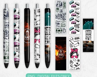 Camping Pen Wrap PNG Sublimation Design, Digital Download