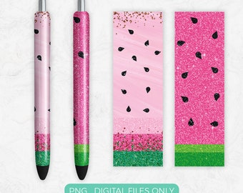 Glitter Watermelon Pen Wrap PNG Sublimation Design, Digital Download