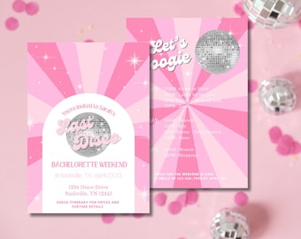 Roze laatste Disco Bachelorette uitnodiging