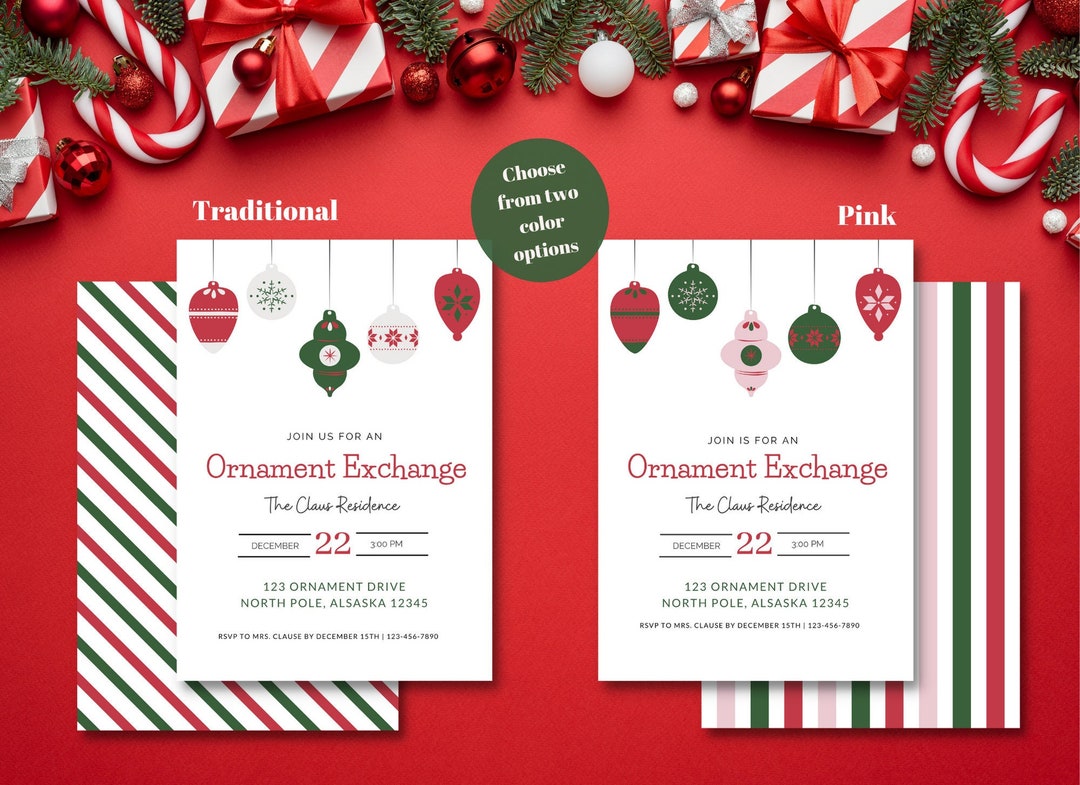 Ornament Exchange Party Invitation digital File Etsy