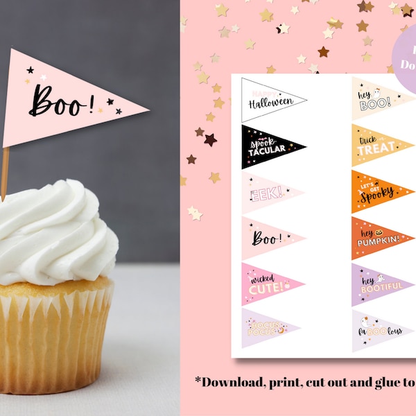 Halloween Pennant Cupcake Toppers (Digital Download)