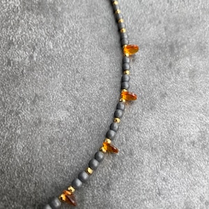 Citrine and hematite necklace