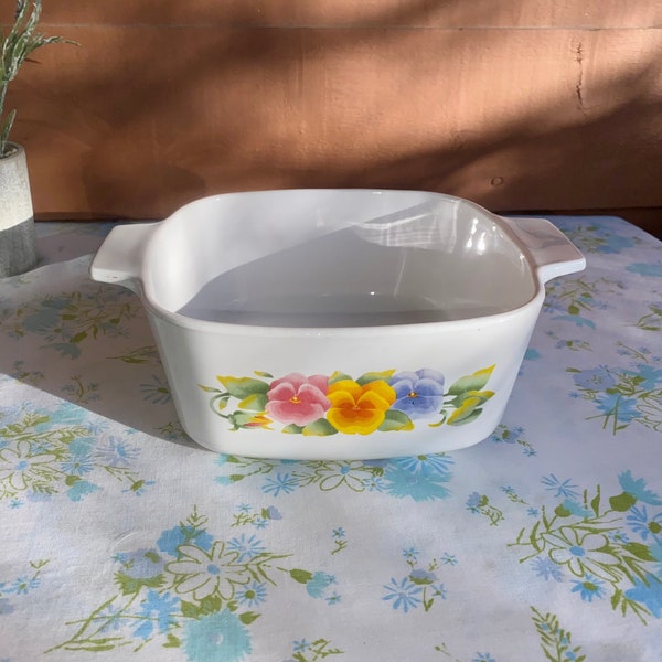 Vintage Corning Ware Summer Blush 7 Inch Square 1.5 L Casserole Dish Floral Bakeware A-1.5-B