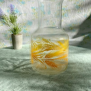 Jarra de vidro vintage Libbey Golden Harvest, jarra de vidro para suco, jarra de água, laranja, amarelo, anos 70