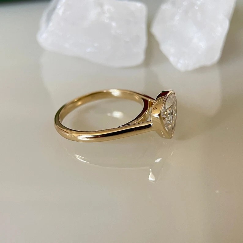 Trillion Cut Bezel Set Engagement Ring Trillion Cut Diamond Etsy