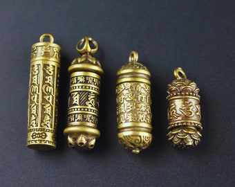 Tibetischer Buddhismus-Talisman aus Messing mit Mantras, Messing-Schlüsselanhänger, Messing-Anhänger