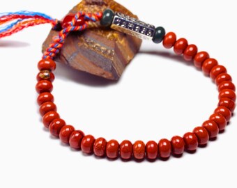 Bracelet Tibétain en Jaspe Rouge