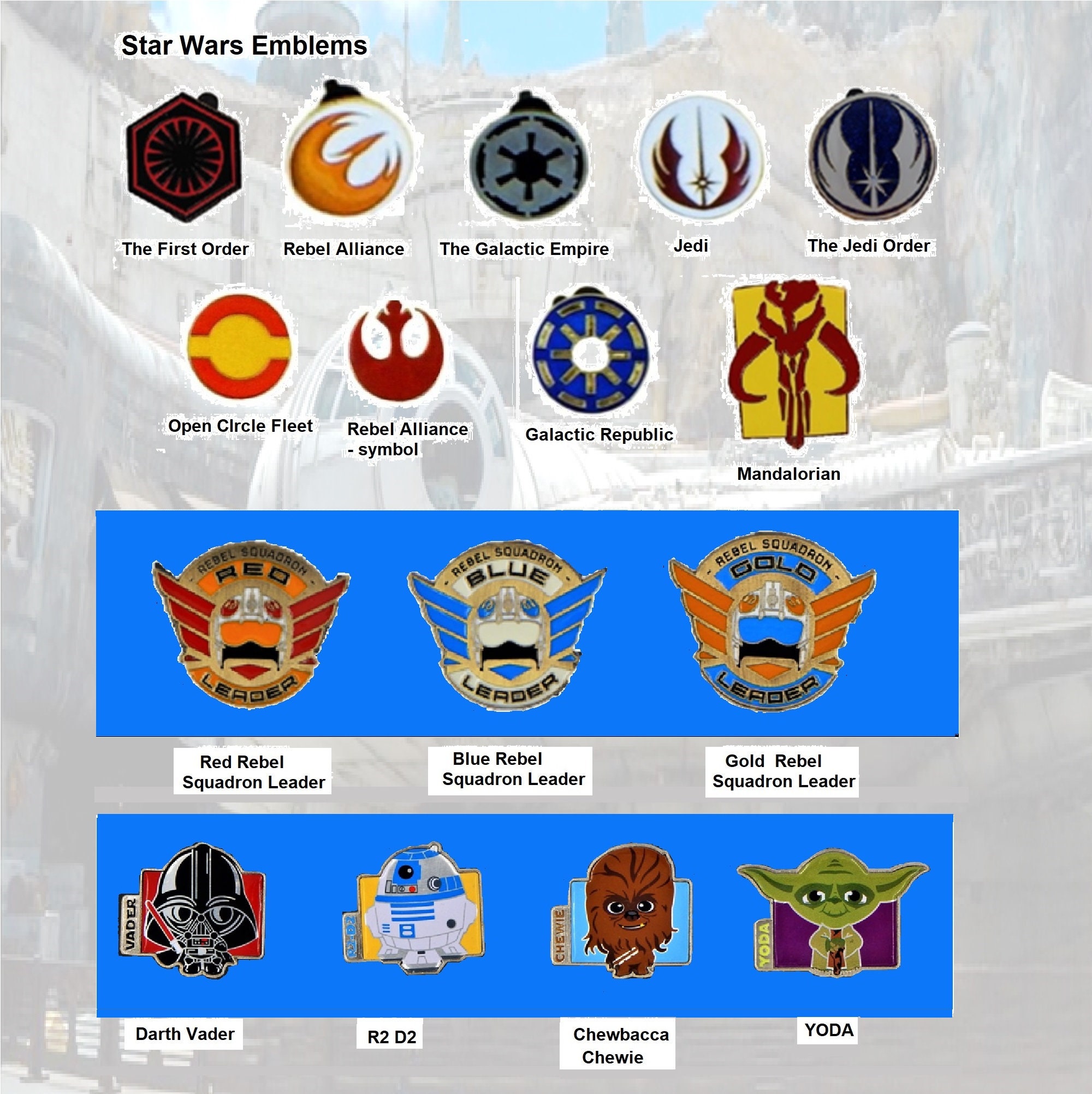 Disney Star Wars Pins - Your Choice - Star Wars Emblems, Squadron