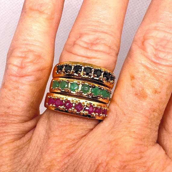 Vintage Genuine Ruby Stackable Ring;  18K Gold ov… - image 5