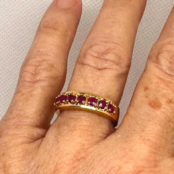 Vintage Genuine Ruby Stackable Ring;  18K Gold ov… - image 3
