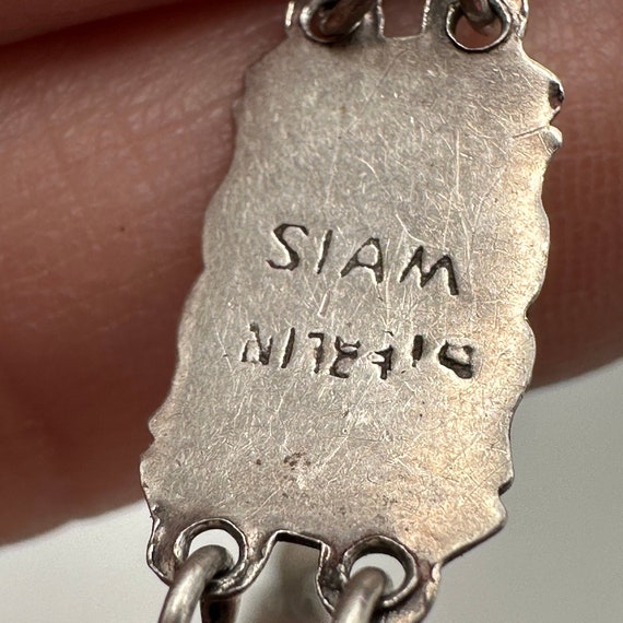 SIAM Bracelet, Vintage Sterling Silver Black Enam… - image 5