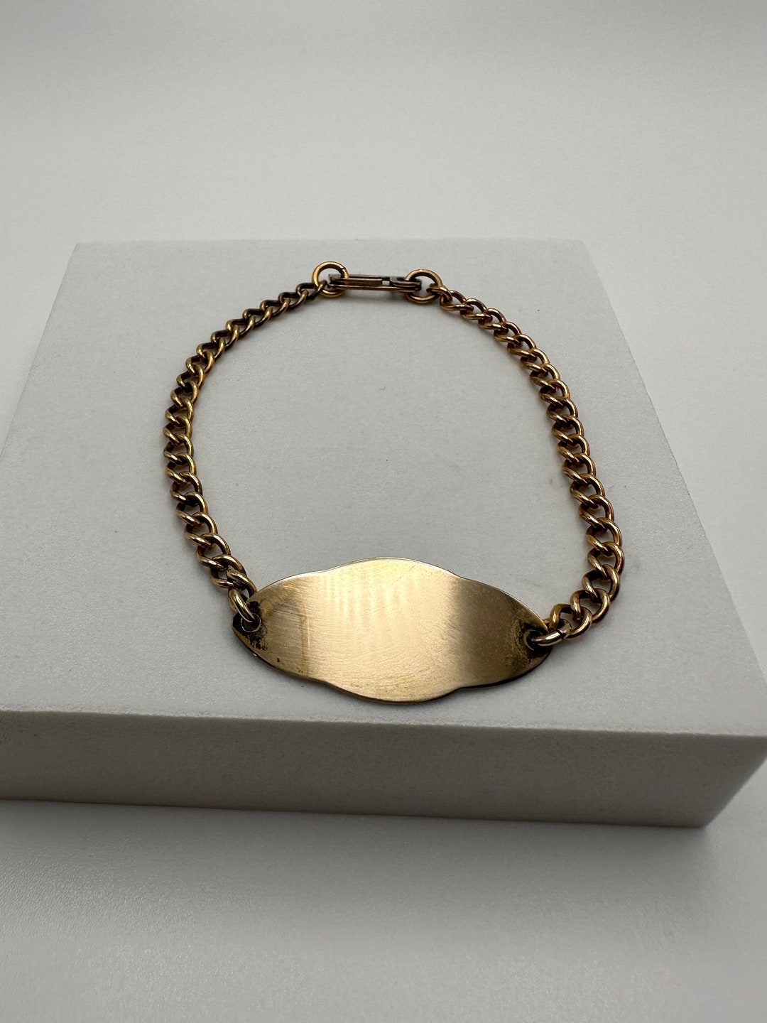 Vintage Gold Filled ID Bracelet, Uniquely Shaped Lightweight Minimalist