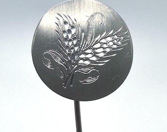 Vintage Hand Engraved Pewter Stick Pin: Floral Etched Design