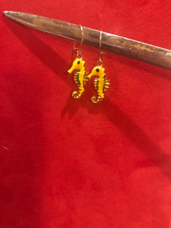 Vintage Seahorse Pierced Earrings, Gold Seahorse … - image 3
