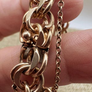 Vintage 12K Gold Filled Charm Bracelet, Heavy Double Link, Wide Mid Century Design