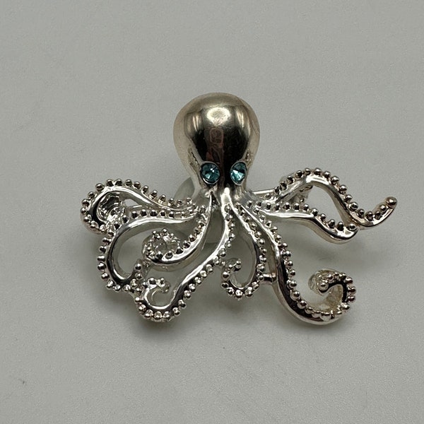 Octopus Brooch, Vintage Silver Tone AAI Octopus Brooch, Summer Fashion Jewelry