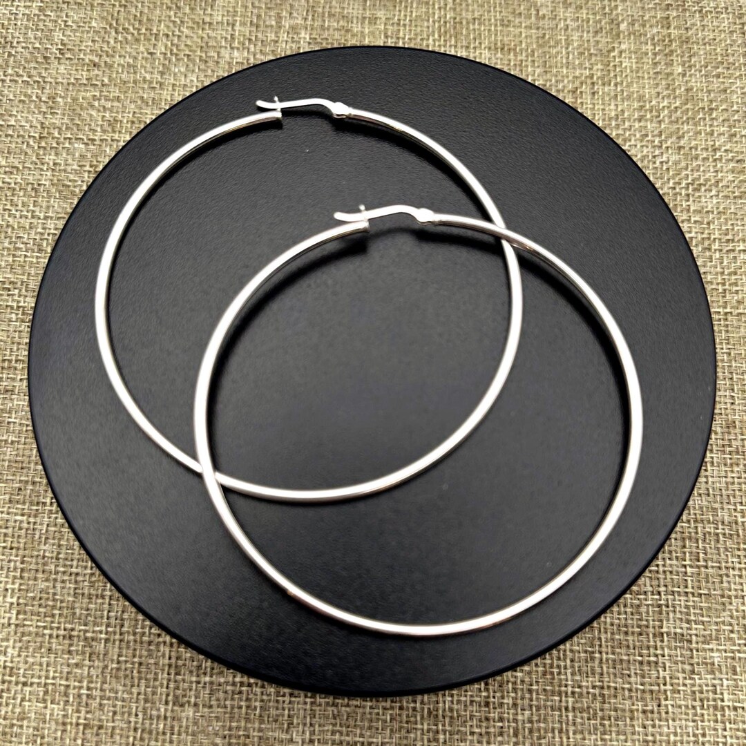 Vintage Sterling Silver Hoop Earrings; Large 925 Hoops, Statement Size ...