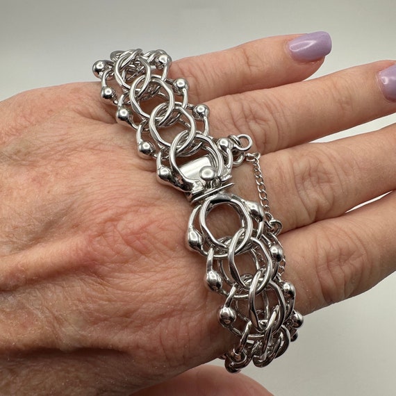 Silver Charm Bracelet, Monet Pristine Chunky Silve