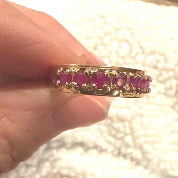 Vintage Genuine Ruby Stackable Ring;  18K Gold ov… - image 2