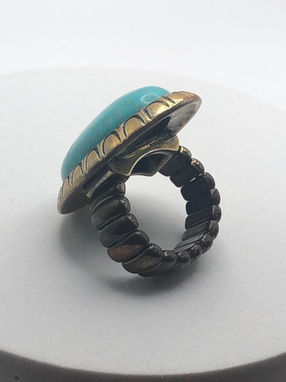 Turquoise Ring, Vintage Large Oval Faux Turquoise… - image 3
