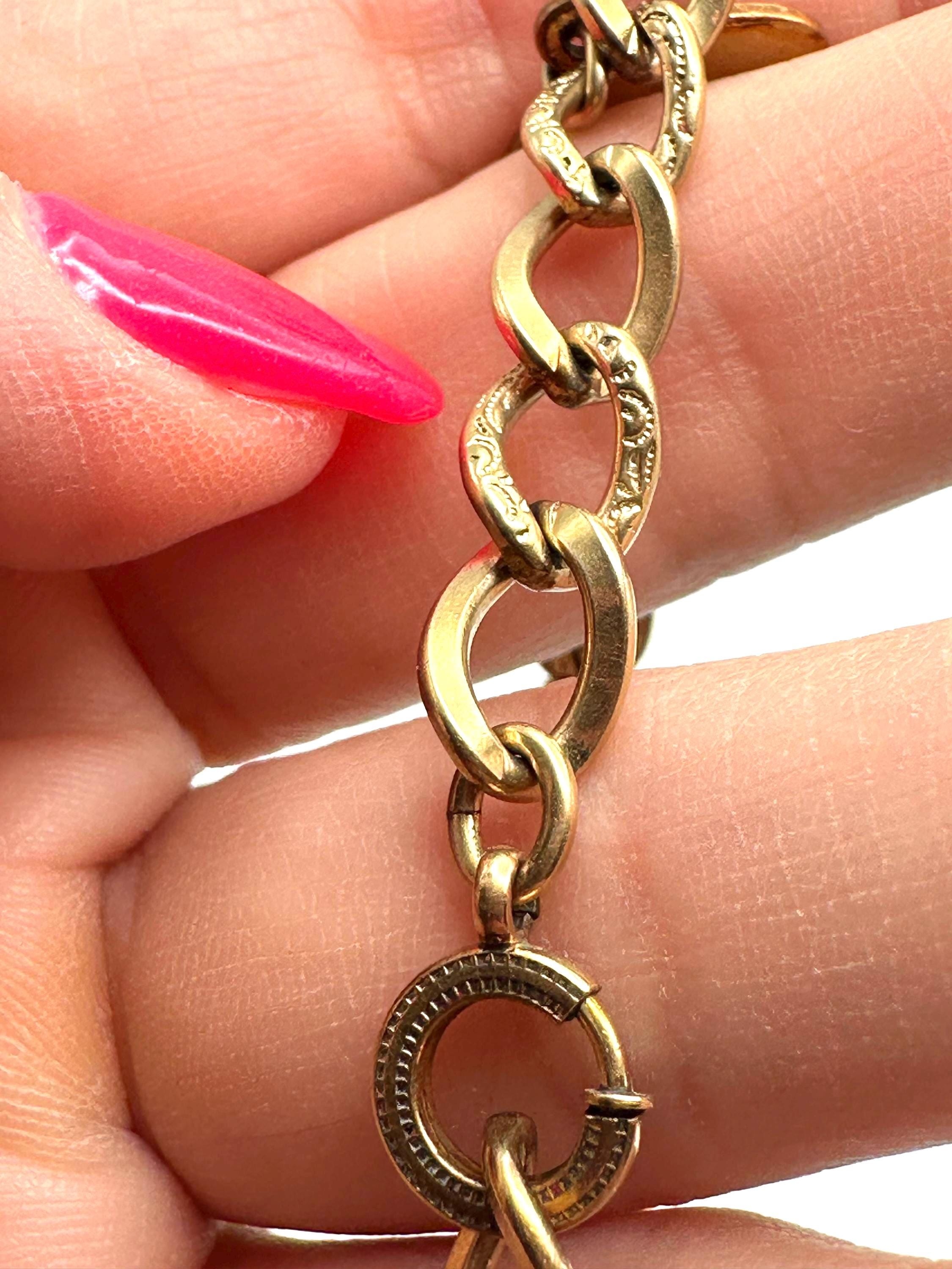 Charm Bracelet, Vintage 12K Gold Filled Single Curb Link
