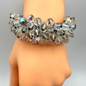 Vintage Crystal Aurora Borealis Bracelet: 1950s Cha-Cha Expansion, Signed Japan