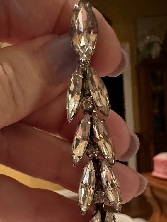 Rhinestone Dangle Earrings, Vintage Crystal CLEAR 