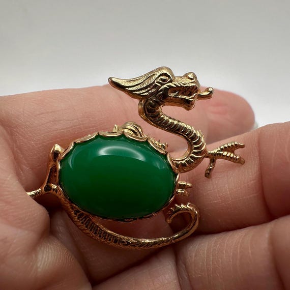Vintage dragon brooch pin - Gem