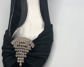 Vintage Rhinestone Shoe Clips: Silver Tone Shoe Jewelry