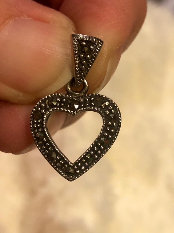 Heart with Marcasite Sterling Silver Necklace, Mar
