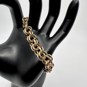 Vintage 12K Gold Filled Charm Bracelet: JB Double Curb Link